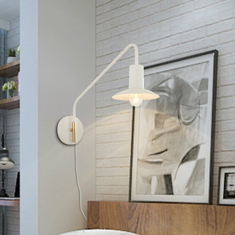 Wide Flare Bedroom Wall Lighting Fixture Metallic 1-Light Modernism Sconce Light in White Clearhalo 'Cast Iron' 'Glass' 'Industrial' 'Modern wall lights' 'Modern' 'Tiffany' 'Traditional wall lights' 'Wall Lamps & Sconces' 'Wall Lights' Lighting' 734548