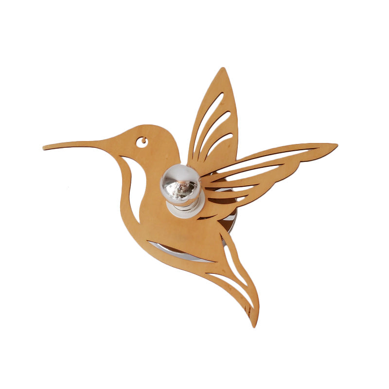 Contemporary Bird Shaped Sconce Light Wood 1 Bulb Bedside Wall Mount Lamp in Beige Clearhalo 'Modern wall lights' 'Modern' 'Wall Lamps & Sconces' 'Wall Lights' Lighting' 734782
