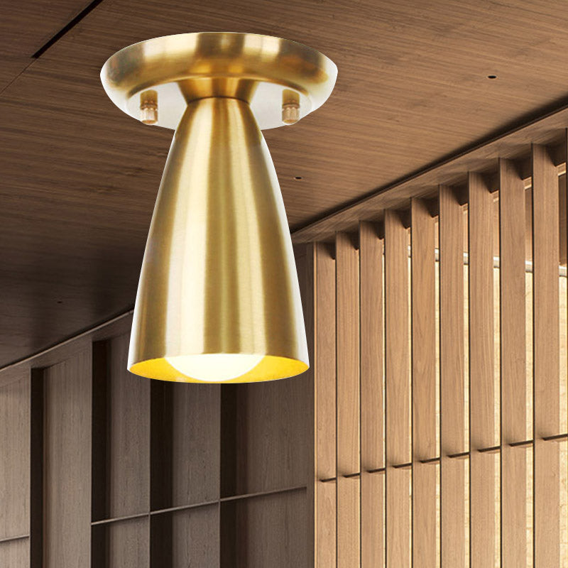 Metal Gold Finish Ceiling Flush Mount Tubular 1 Head Industrial Flushmount Lighting for Foyer Gold C Clearhalo 'Ceiling Lights' 'Close To Ceiling Lights' 'Close to ceiling' 'Flush mount' 'Industrial Flush Mount' Lighting' 735182
