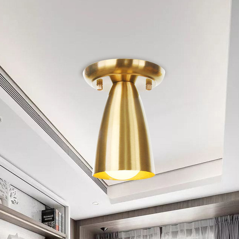 Metal Gold Finish Ceiling Flush Mount Tubular 1 Head Industrial Flushmount Lighting for Foyer Clearhalo 'Ceiling Lights' 'Close To Ceiling Lights' 'Close to ceiling' 'Flush mount' 'Industrial Flush Mount' Lighting' 735183