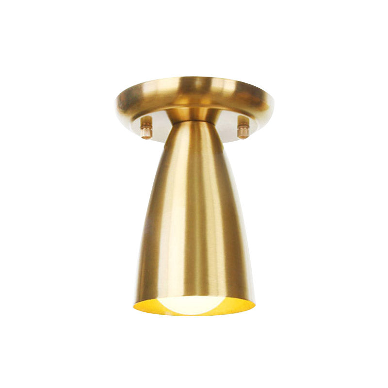 Metal Gold Finish Ceiling Flush Mount Tubular 1 Head Industrial Flushmount Lighting for Foyer Clearhalo 'Ceiling Lights' 'Close To Ceiling Lights' 'Close to ceiling' 'Flush mount' 'Industrial Flush Mount' Lighting' 735184
