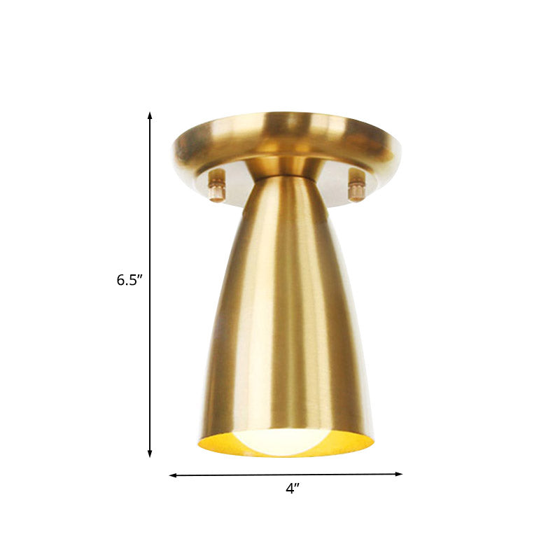 Metal Gold Finish Ceiling Flush Mount Tubular 1 Head Industrial Flushmount Lighting for Foyer Clearhalo 'Ceiling Lights' 'Close To Ceiling Lights' 'Close to ceiling' 'Flush mount' 'Industrial Flush Mount' Lighting' 735185