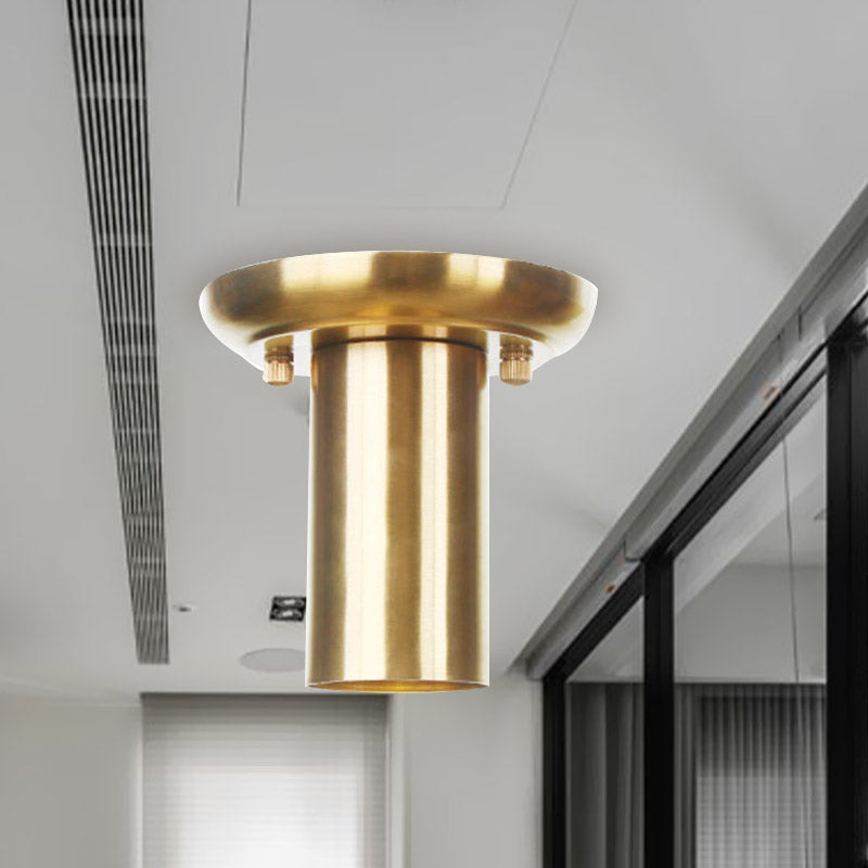 Metal Gold Finish Ceiling Flush Mount Tubular 1 Head Industrial Flushmount Lighting for Foyer Clearhalo 'Ceiling Lights' 'Close To Ceiling Lights' 'Close to ceiling' 'Flush mount' 'Industrial Flush Mount' Lighting' 735187
