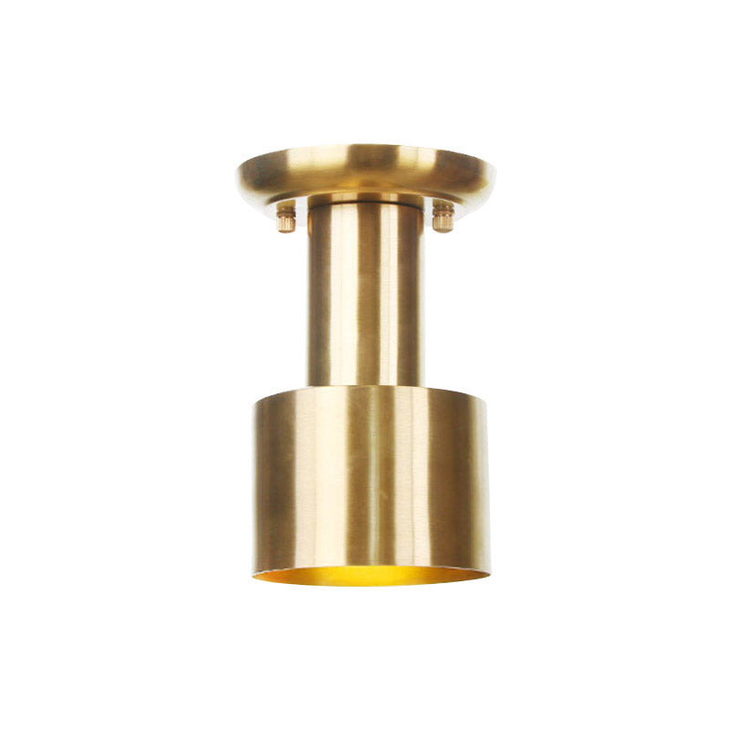 Metal Gold Finish Ceiling Flush Mount Tubular 1 Head Industrial Flushmount Lighting for Foyer Clearhalo 'Ceiling Lights' 'Close To Ceiling Lights' 'Close to ceiling' 'Flush mount' 'Industrial Flush Mount' Lighting' 735194