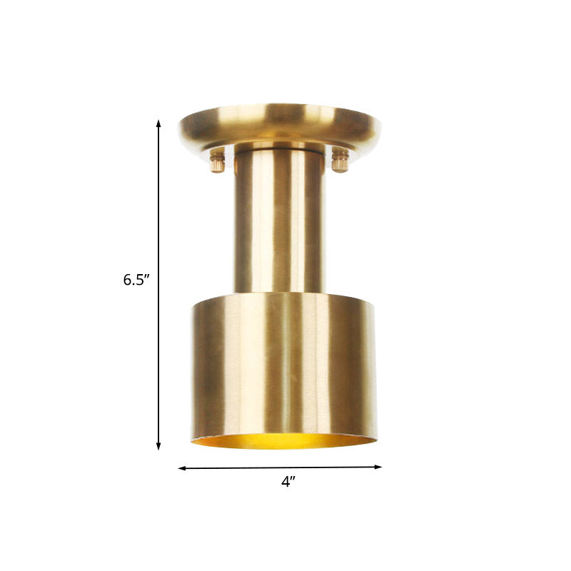 Metal Gold Finish Ceiling Flush Mount Tubular 1 Head Industrial Flushmount Lighting for Foyer Clearhalo 'Ceiling Lights' 'Close To Ceiling Lights' 'Close to ceiling' 'Flush mount' 'Industrial Flush Mount' Lighting' 735195