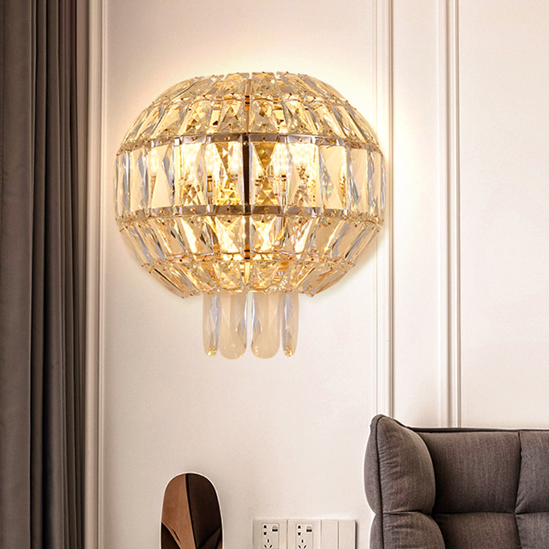 Gold Finish Tiered Sconce Lighting Contemporary 3 Bulbs Crystal Wall Mount Lamp Fixture Gold B Clearhalo 'Cast Iron' 'Glass' 'Industrial' 'Modern wall lights' 'Modern' 'Tiffany' 'Traditional wall lights' 'Wall Lamps & Sconces' 'Wall Lights' Lighting' 735223
