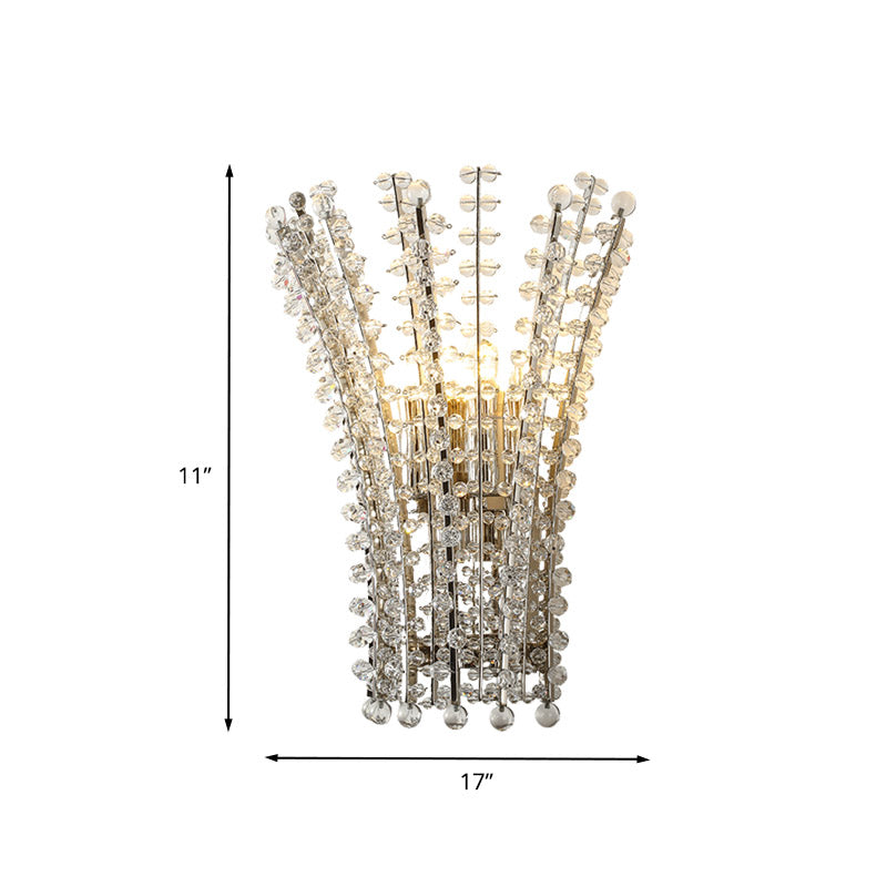 Silver Finish Bead Wall Mounted Light Modernism 3 Heads Crystal Wall Lamp Sconce for Bedside Clearhalo 'Cast Iron' 'Glass' 'Industrial' 'Modern wall lights' 'Modern' 'Tiffany' 'Traditional wall lights' 'Wall Lamps & Sconces' 'Wall Lights' Lighting' 735289