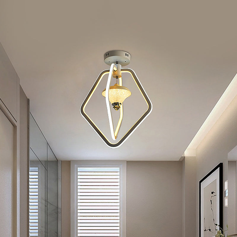 Acrylic Dual-Pentagon Semi-Flush Mount Simple LED Flush Ceiling Light in White for Corridor Clearhalo 'Ceiling Lights' 'Close To Ceiling Lights' 'Close to ceiling' 'Semi-flushmount' Lighting' 736056