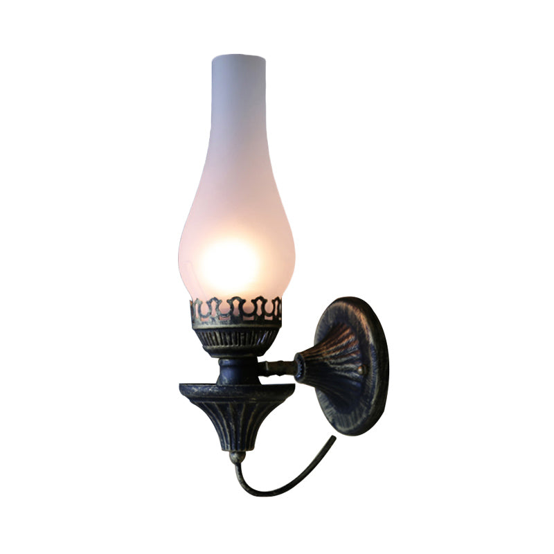 Factory Vase Shade Wall Light 1 Head Yellow/Clear Crackle Glass Sconce Lighting Fixture for Outdoor Clearhalo 'Art deco wall lights' 'Cast Iron' 'Glass' 'Industrial wall lights' 'Industrial' 'Middle century wall lights' 'Modern' 'Rustic wall lights' 'Tiffany' 'Traditional wall lights' 'Wall Lamps & Sconces' 'Wall Lights' Lighting' 736318