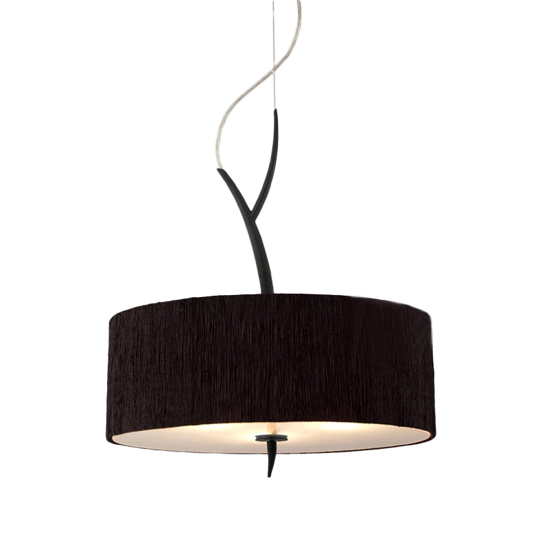 Drum Shape Pendant Chandelier Minimalist Fabric 3 Heads White/Black Ceiling Suspension Lamp Clearhalo 'Ceiling Lights' 'Chandeliers' 'Modern Chandeliers' 'Modern' Lighting' 736437