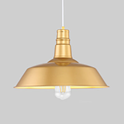 Metal Gold Finish Ceiling Pendant with Barn Shade 1 Bulb Industrial Vintage Hanging Light Fixture, 14"/18" Wide Gold Clearhalo 'Art Deco Pendants' 'Cast Iron' 'Ceiling Lights' 'Ceramic' 'Crystal' 'Industrial Pendants' 'Industrial' 'Metal' 'Middle Century Pendants' 'Pendant Lights' 'Pendants' 'Tiffany' Lighting' 73653
