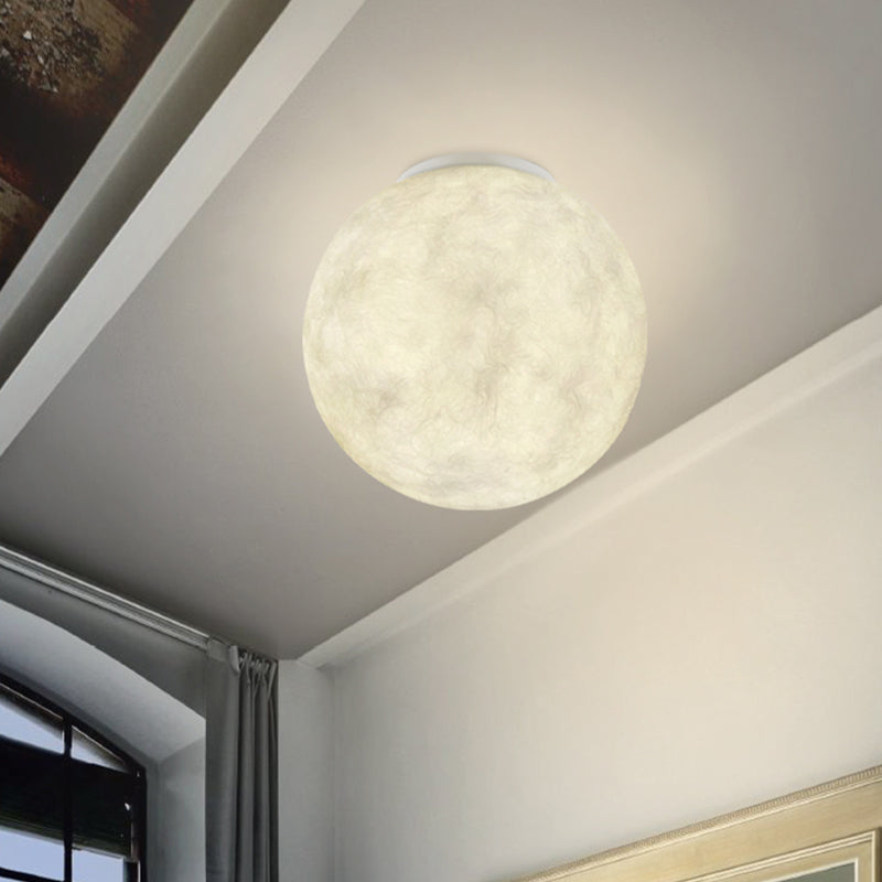 Ball Moon Glass Flush Mounted Light Modern 1 Light White Flush Ceiling Lamp Fixture for Balcony Clearhalo 'Ceiling Lights' 'Close To Ceiling Lights' 'Close to ceiling' 'Flush mount' Lighting' 737010