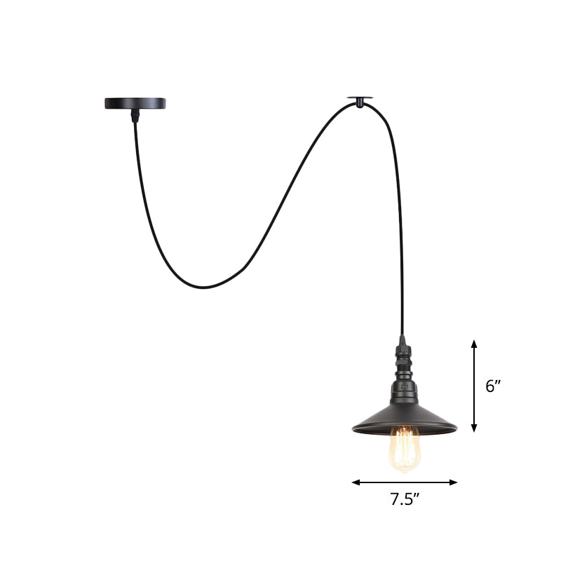 Black 1 Light Pendant Light Fixture Industrial Iron Saucer Ceiling Lamp for Corridor Clearhalo 'Art Deco Pendants' 'Black' 'Cast Iron' 'Ceiling Lights' 'Ceramic' 'Crystal' 'Industrial Pendants' 'Industrial' 'Metal' 'Middle Century Pendants' 'Pendant Lights' 'Pendants' 'Rustic Pendants' 'Tiffany' Lighting' 737425