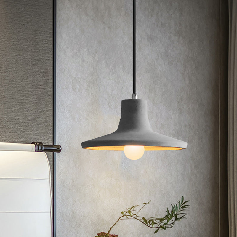 1-Light Ceiling Light Industrial Coffee Shop Hanging Pendant Lamp with Bowl/Dome/Trapezoid Cement Shade Clearhalo 'Ceiling Lights' 'Industrial Pendants' 'Industrial' 'Middle Century Pendants' 'Pendant Lights' 'Pendants' 'Tiffany' Lighting' 737844