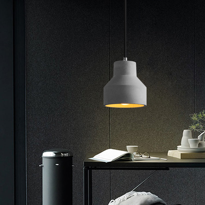 Dome/Can/Barn Cement Ceiling Light Vintage 5"/5.5"/8" Wide 1 Light Restaurant Mini Pendant Lamp Fixture in Grey Clearhalo 'Ceiling Lights' 'Industrial Pendants' 'Industrial' 'Middle Century Pendants' 'Pendant Lights' 'Pendants' 'Tiffany' Lighting' 737856