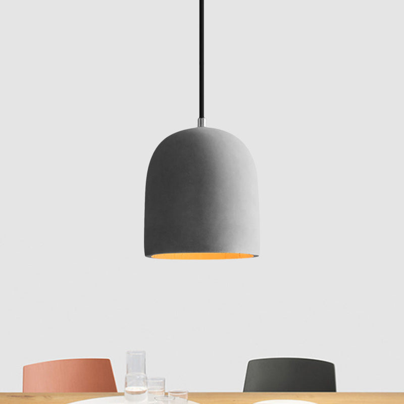 Dome/Can/Barn Cement Ceiling Light Vintage 5"/5.5"/8" Wide 1 Light Restaurant Mini Pendant Lamp Fixture in Grey Clearhalo 'Ceiling Lights' 'Industrial Pendants' 'Industrial' 'Middle Century Pendants' 'Pendant Lights' 'Pendants' 'Tiffany' Lighting' 737860