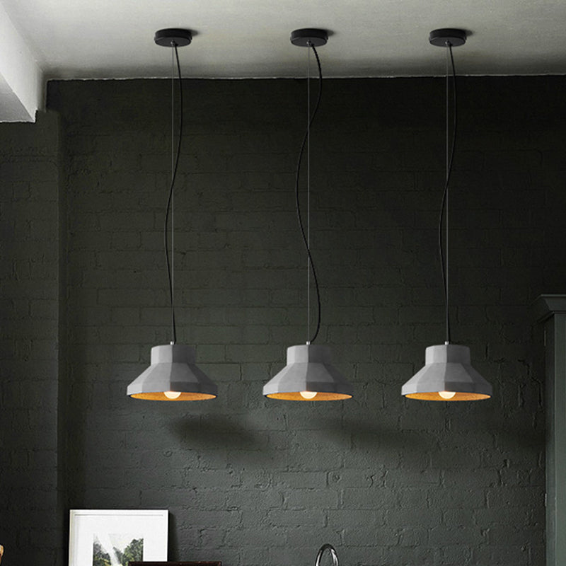 Dome/Can/Barn Cement Ceiling Light Vintage 5"/5.5"/8" Wide 1 Light Restaurant Mini Pendant Lamp Fixture in Grey Clearhalo 'Ceiling Lights' 'Industrial Pendants' 'Industrial' 'Middle Century Pendants' 'Pendant Lights' 'Pendants' 'Tiffany' Lighting' 737871