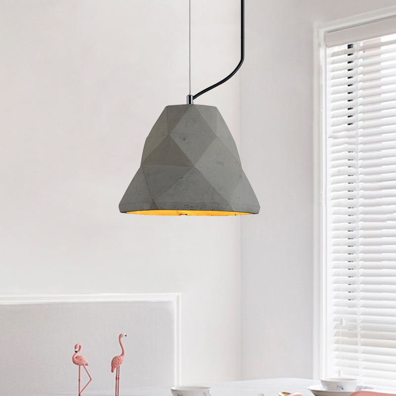 7"/10" W 1 Light Mini Pendant Light Fixture Antiqued Restaurant Ceiling Lamp with Geometry Cement Shade in Grey Grey 10" Clearhalo 'Ceiling Lights' 'Industrial Pendants' 'Industrial' 'Middle Century Pendants' 'Pendant Lights' 'Pendants' 'Tiffany' Lighting' 737895