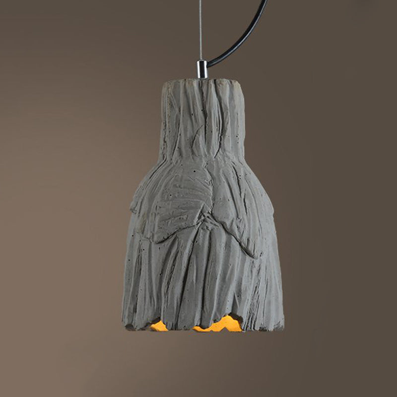 Industrial-Style Barn/Domed Ceiling Light 1 Light Cement Hanging Pendant Lamp in Grey, 6"/12" Wide Clearhalo 'Ceiling Lights' 'Industrial Pendants' 'Industrial' 'Middle Century Pendants' 'Pendant Lights' 'Pendants' 'Tiffany' Lighting' 737929