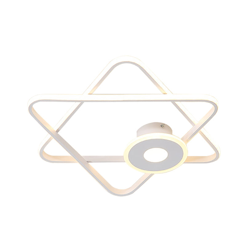 Black/White Dual Triangular Frames Ceiling Flush Mount Minimalist Acrylic LED Flush Light Fixture in Warm/White Light Clearhalo 'Ceiling Lights' 'Close To Ceiling Lights' 'Close to ceiling' 'Flush mount' Lighting' 738519