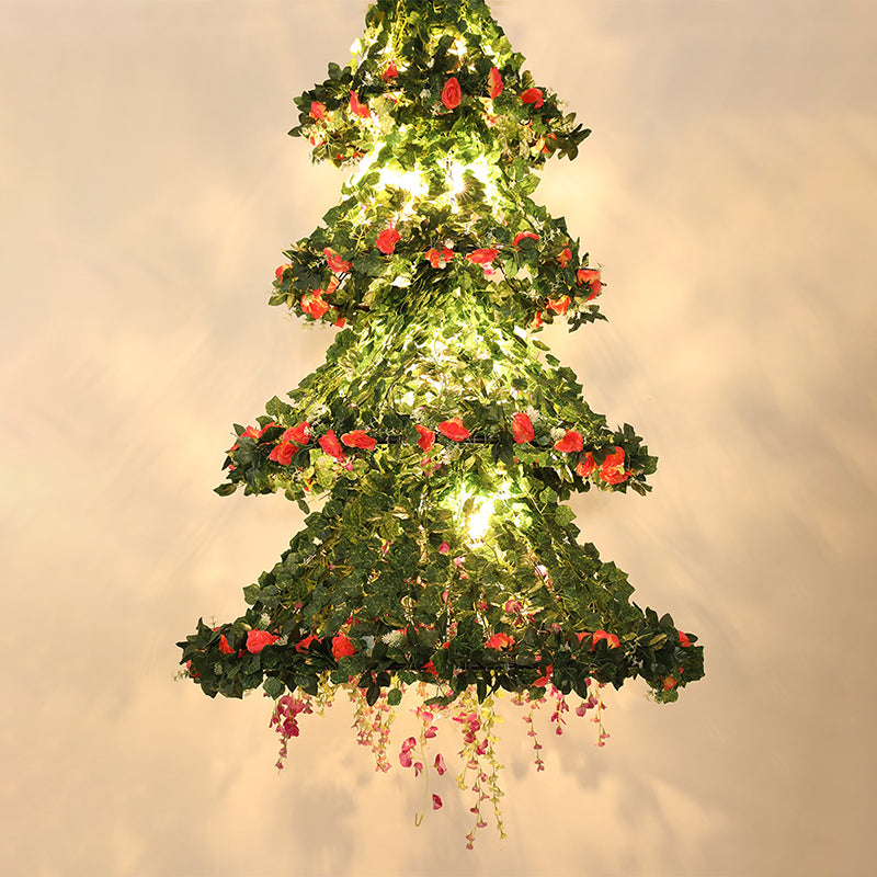Tree Shape Restaurant Chandelier Lamp Factory 18 Bulbs Green Plant Hanging Ceiling Light Clearhalo 'Cast Iron' 'Ceiling Lights' 'Chandeliers' 'Industrial Chandeliers' 'Industrial' 'Metal' 'Middle Century Chandeliers' 'Rustic Chandeliers' 'Tiffany' Lighting' 738679