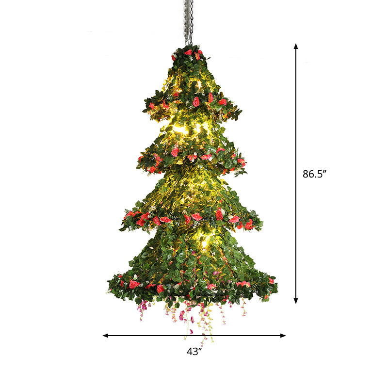 Tree Shape Restaurant Chandelier Lamp Factory 18 Bulbs Green Plant Hanging Ceiling Light Clearhalo 'Cast Iron' 'Ceiling Lights' 'Chandeliers' 'Industrial Chandeliers' 'Industrial' 'Metal' 'Middle Century Chandeliers' 'Rustic Chandeliers' 'Tiffany' Lighting' 738680