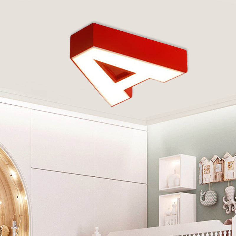 Kids Style Alphabet Ceiling Mounted Fixture Acrylic Kindergarten LED Flush Mount in Green/Red/Blue Red Clearhalo 'Ceiling Lights' 'Close To Ceiling Lights' 'Close to ceiling' 'Flush mount' Lighting' 738769