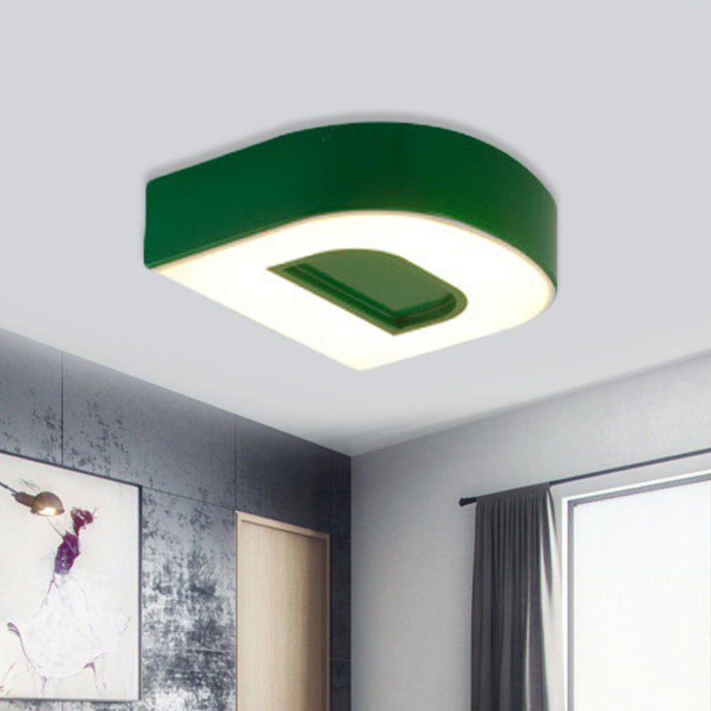 Kids Style Alphabet Ceiling Mounted Fixture Acrylic Kindergarten LED Flush Mount in Green/Red/Blue Green Clearhalo 'Ceiling Lights' 'Close To Ceiling Lights' 'Close to ceiling' 'Flush mount' Lighting' 738778