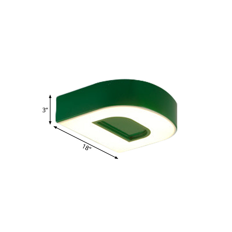 Kids Style Alphabet Ceiling Mounted Fixture Acrylic Kindergarten LED Flush Mount in Green/Red/Blue Clearhalo 'Ceiling Lights' 'Close To Ceiling Lights' 'Close to ceiling' 'Flush mount' Lighting' 738782