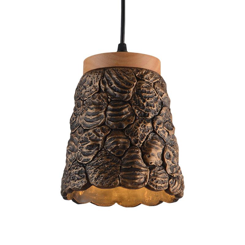Cement Cup Pendant Light Fixture Antiqued 1-Light Restaurant Hanging Lamp Kit in Dark Grey/Light Grey/Bronze with Lumpy Design Clearhalo 'Ceiling Lights' 'Industrial Pendants' 'Industrial' 'Middle Century Pendants' 'Pendant Lights' 'Pendants' 'Tiffany' Lighting' 739209