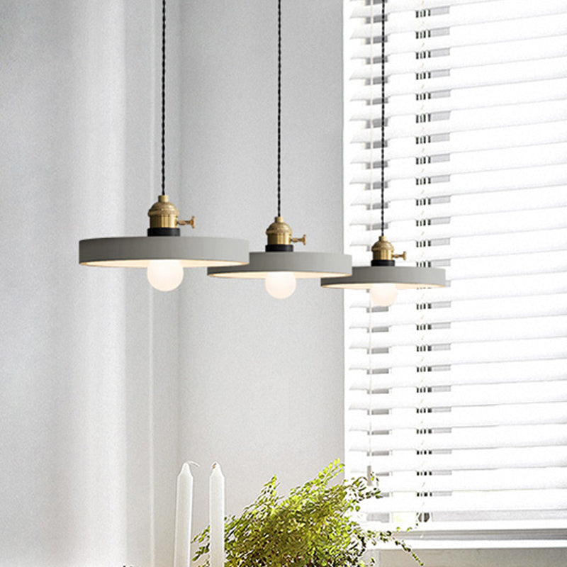 3-Light Multi Pendant Light Vintage Restaurant Hanging Lamp Kit with Bell/Cone/Drum Cement Shade in Grey, 3"/5"/6" Height Clearhalo 'Ceiling Lights' 'Industrial Pendants' 'Industrial' 'Middle Century Pendants' 'Pendant Lights' 'Pendants' 'Tiffany' Lighting' 739268