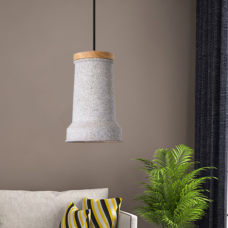 Black/Grey/White Cylinder Hanging Light Industrial Cement 1-Head Restaurant Pendant Lamp Fixture Clearhalo 'Ceiling Lights' 'Industrial Pendants' 'Industrial' 'Middle Century Pendants' 'Pendant Lights' 'Pendants' 'Tiffany' Lighting' 739359