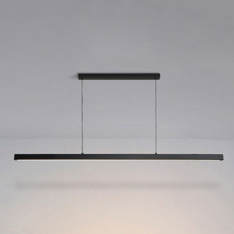 1 - Light Linear Kitchen Island Fixture Minimalist Aluminum Pendant Ceiling in Black