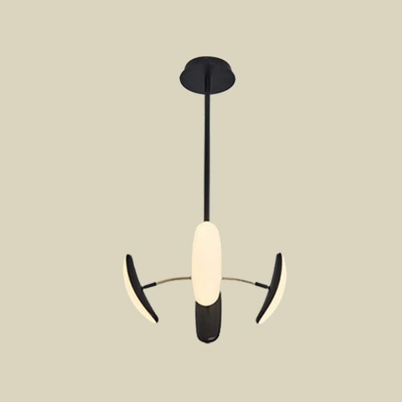 Rotatable Oval Chandelier Light Contemporary Acrylic 4/6 Heads Black Ceiling Pendant with Radial Design for Dining Room, 18"/21.5" Wide Clearhalo 'Ceiling Lights' 'Chandeliers' 'Modern Chandeliers' 'Modern' Lighting' 740228
