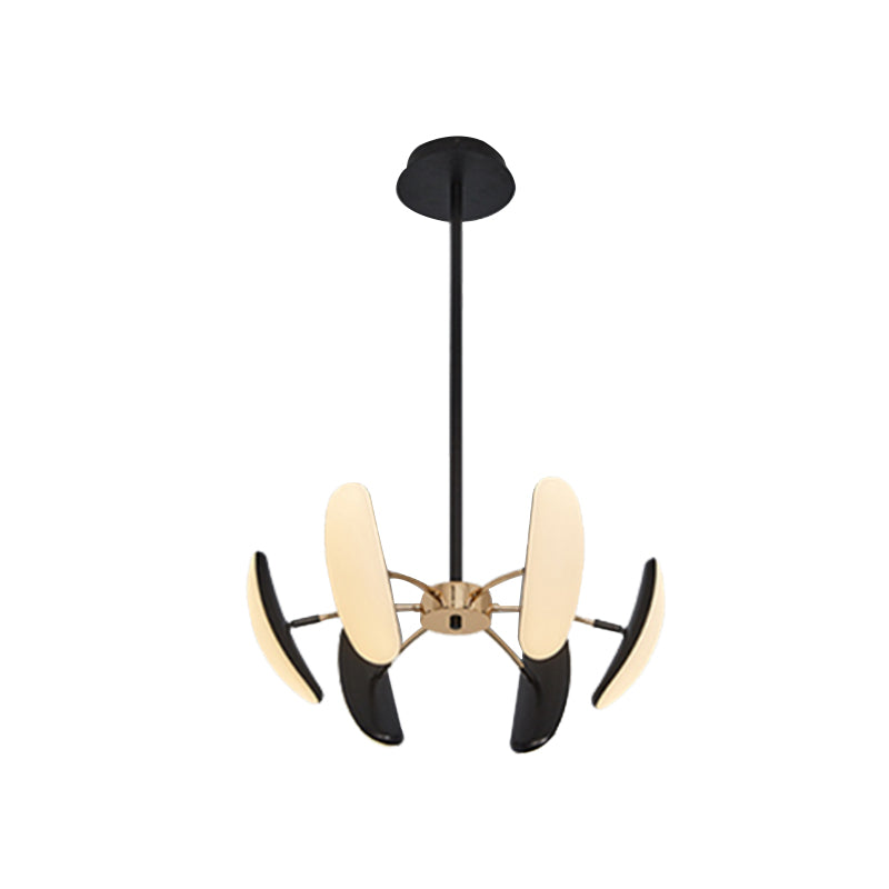 Rotatable Oval Chandelier Light Contemporary Acrylic 4/6 Heads Black Ceiling Pendant with Radial Design for Dining Room, 18"/21.5" Wide Clearhalo 'Ceiling Lights' 'Chandeliers' 'Modern Chandeliers' 'Modern' Lighting' 740232