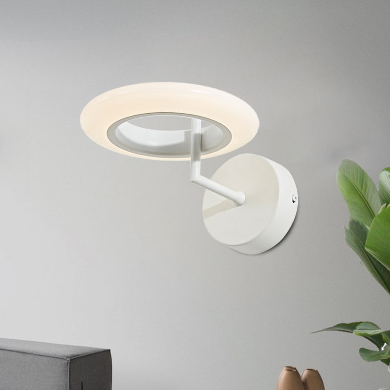 Coffee/White Round Lighting Sconce Modernist Acrylic LED Wall Lamp Fixture with Curved Arm in Warm/Natural Light Clearhalo 'Cast Iron' 'Glass' 'Industrial' 'Modern wall lights' 'Modern' 'Tiffany' 'Traditional wall lights' 'Wall Lamps & Sconces' 'Wall Lights' Lighting' 740272