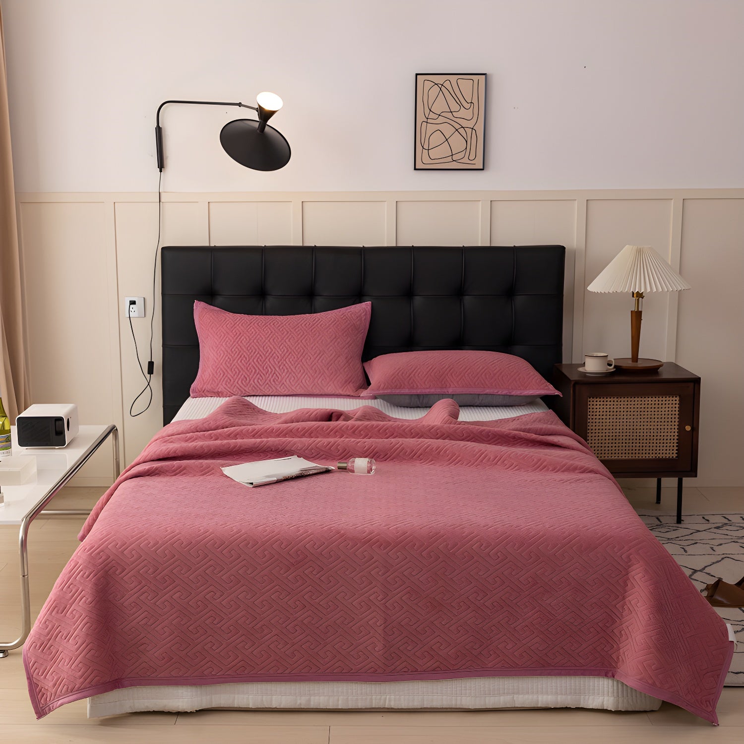 Flannel Bed Sheet Set Winter Solid Color Fitted Sheet for Bedroom
