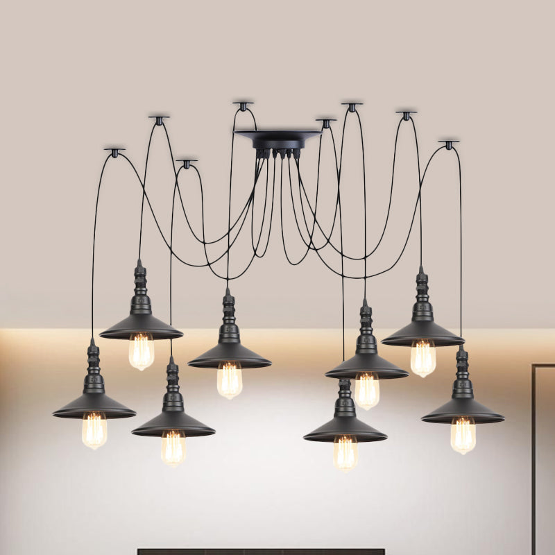 Iron Saucer LED Multi-Light Pendant Vintage 2/3/6 Lights Bar Swag Pendulum Lamp in Black Clearhalo 'Art Deco Pendants' 'Black' 'Cast Iron' 'Ceiling Lights' 'Ceramic' 'Crystal' 'Industrial Pendants' 'Industrial' 'Metal' 'Middle Century Pendants' 'Pendant Lights' 'Pendants' 'Rustic Pendants' 'Tiffany' Lighting' 753888