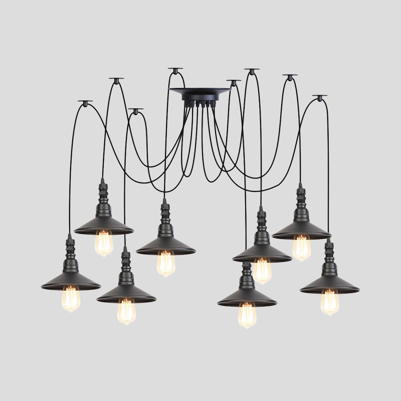 Iron Saucer LED Multi-Light Pendant Vintage 2/3/6 Lights Bar Swag Pendulum Lamp in Black Clearhalo 'Art Deco Pendants' 'Black' 'Cast Iron' 'Ceiling Lights' 'Ceramic' 'Crystal' 'Industrial Pendants' 'Industrial' 'Metal' 'Middle Century Pendants' 'Pendant Lights' 'Pendants' 'Rustic Pendants' 'Tiffany' Lighting' 753890