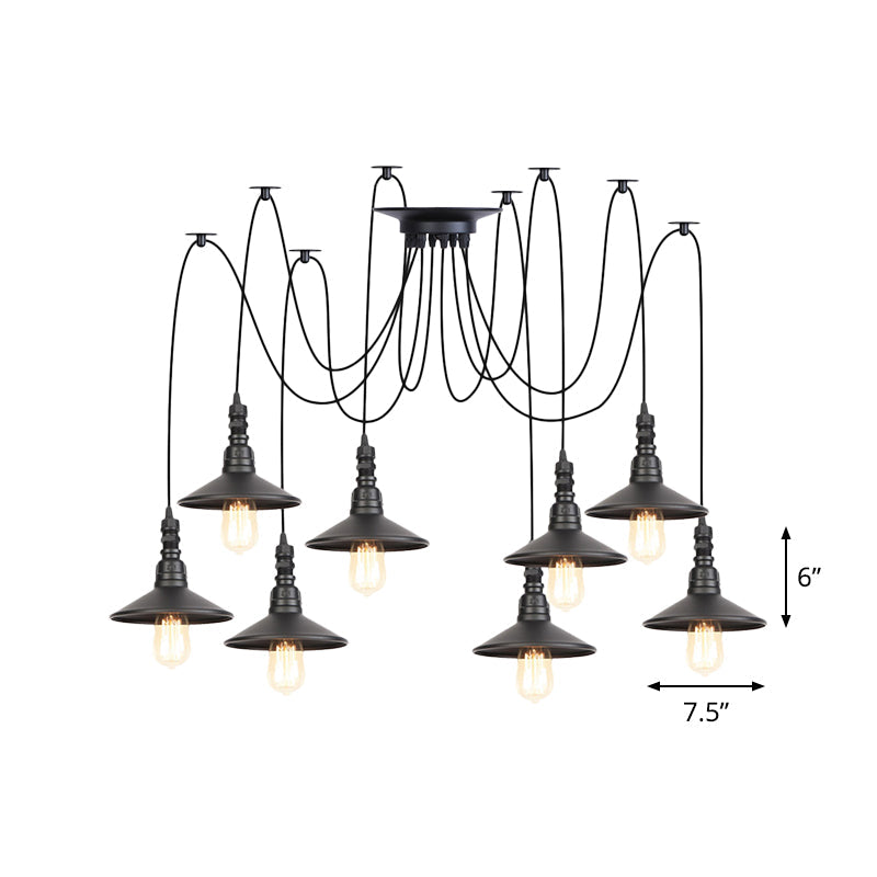 Iron Saucer LED Multi-Light Pendant Vintage 2/3/6 Lights Bar Swag Pendulum Lamp in Black Clearhalo 'Art Deco Pendants' 'Black' 'Cast Iron' 'Ceiling Lights' 'Ceramic' 'Crystal' 'Industrial Pendants' 'Industrial' 'Metal' 'Middle Century Pendants' 'Pendant Lights' 'Pendants' 'Rustic Pendants' 'Tiffany' Lighting' 753891