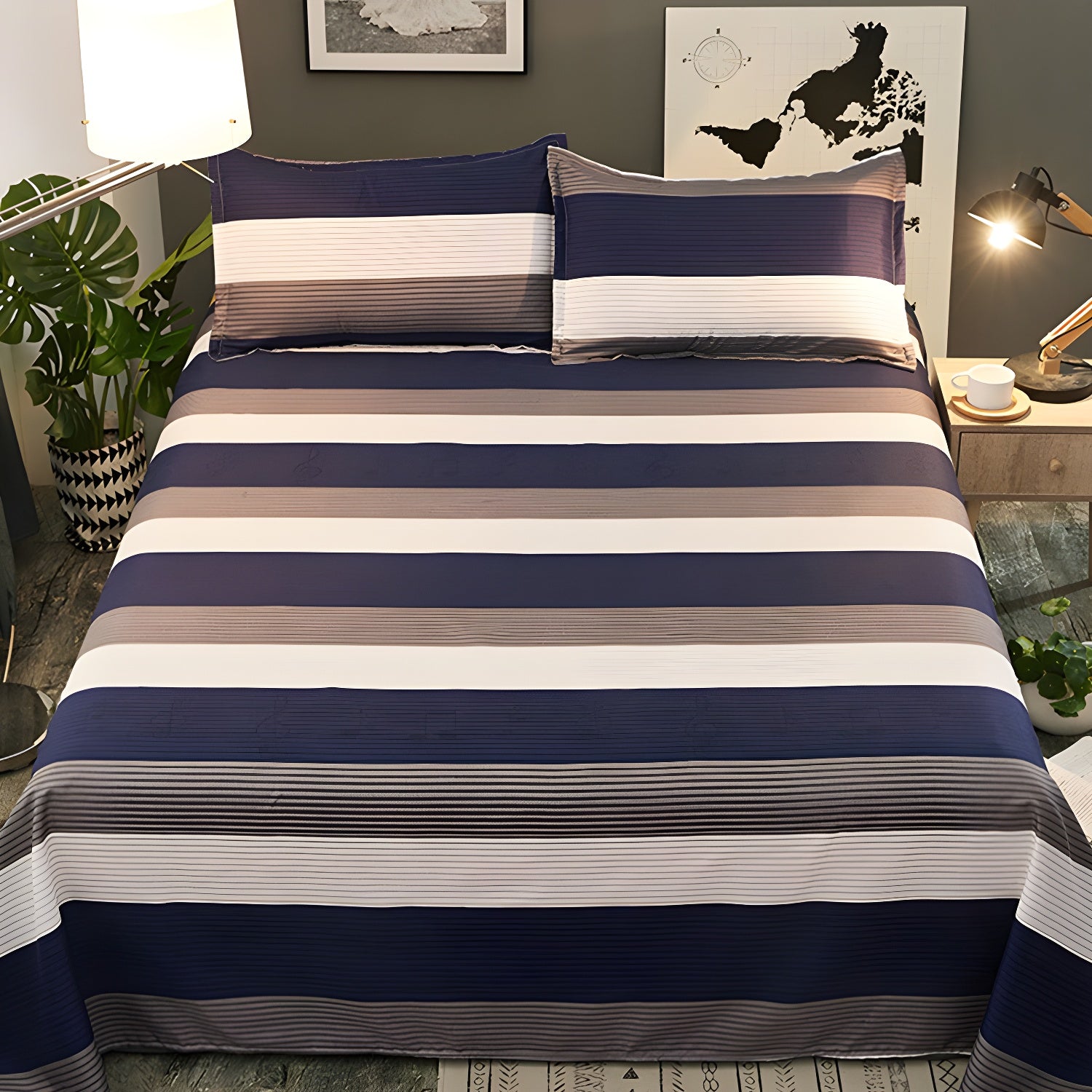 Cartoon Painting Bed Sheet Polyester Breathable Fade Resistant Soft