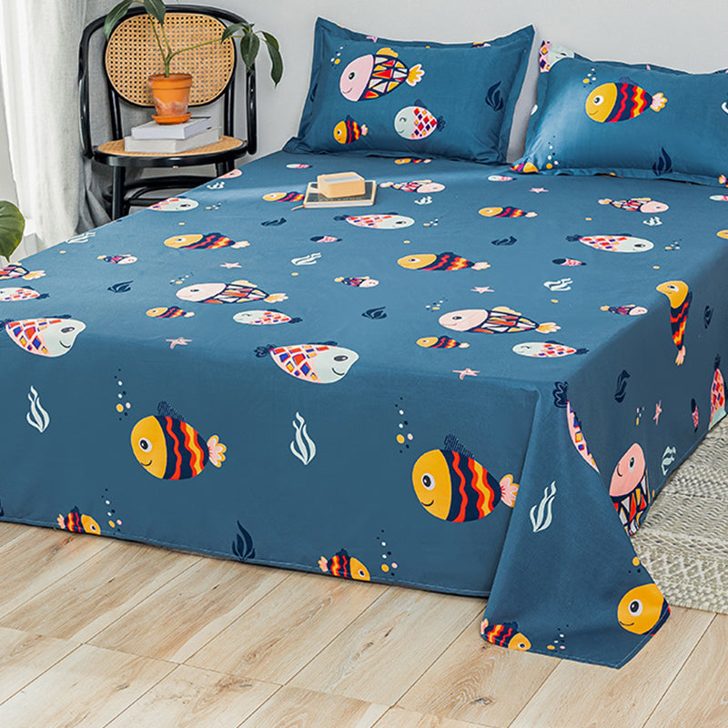Cartoon Painting Bed Sheet Polyester Breathable Fade Resistant Soft