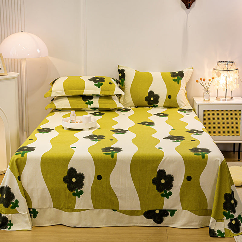 Sheet Set Cotton Floral Printed Breathable Ultra Soft Wrinkle Resistant Bed Sheet Set