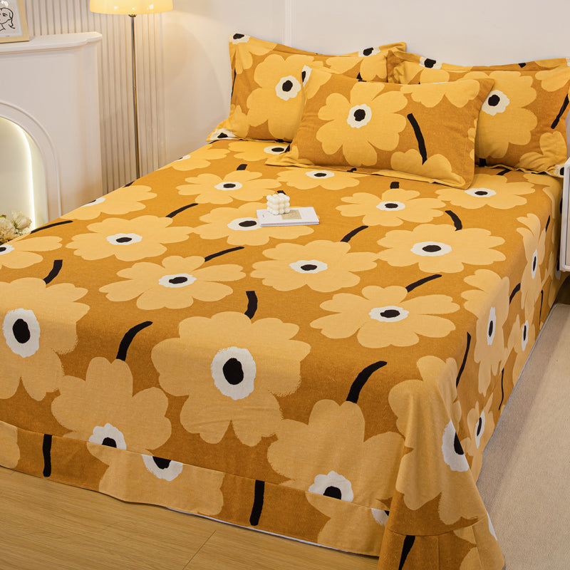 Sheet Set Cotton Floral Printed Breathable Ultra Soft Wrinkle Resistant Bed Sheet Set