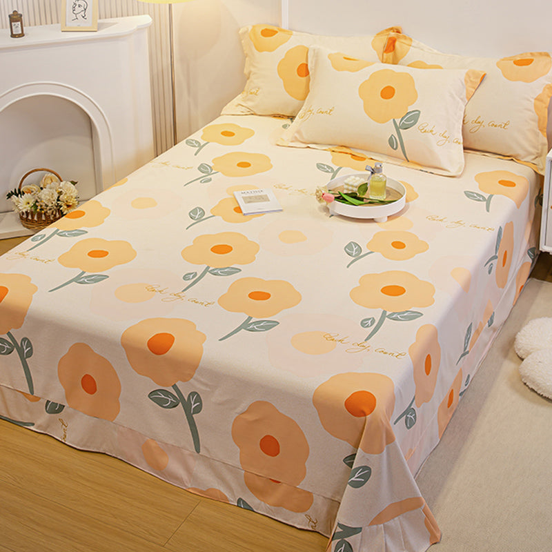 Sheet Set Cotton Floral Printed Breathable Ultra Soft Wrinkle Resistant Bed Sheet Set