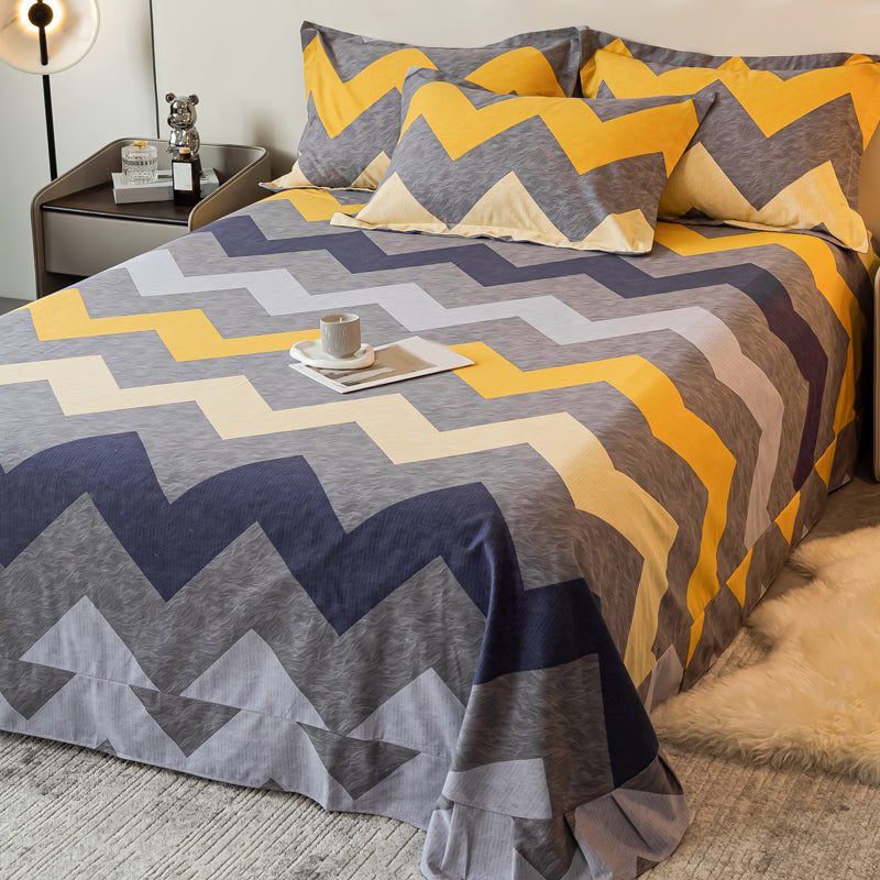 Sheet Set Cotton Floral Printed Breathable Ultra Soft Wrinkle Resistant Bed Sheet Set