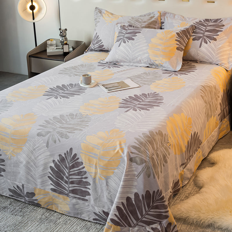 Sheet Set Cotton Floral Printed Breathable Ultra Soft Wrinkle Resistant Bed Sheet Set