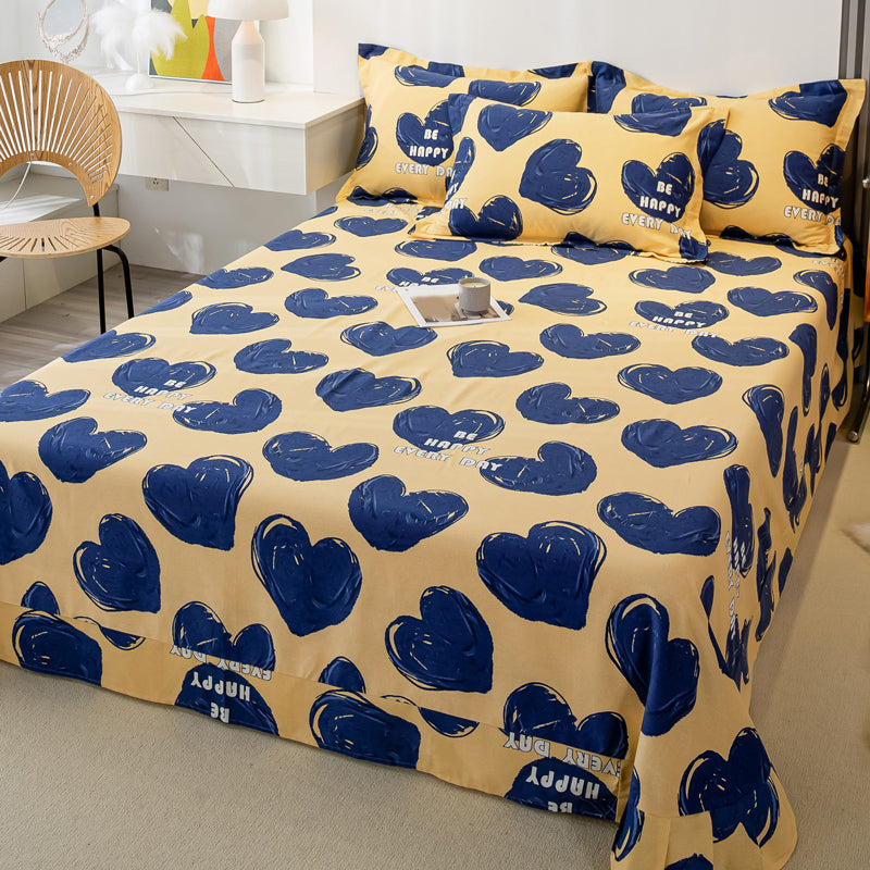 Sheet Set Cotton Floral Printed Breathable Ultra Soft Wrinkle Resistant Bed Sheet Set