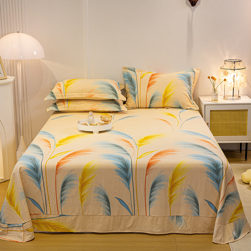 Sheet Set Cotton Floral Printed Breathable Ultra Soft Wrinkle Resistant Bed Sheet Set