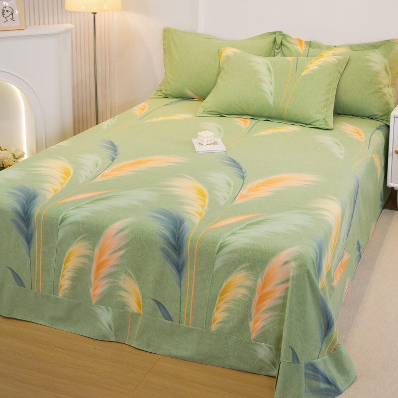 Sheet Set Cotton Floral Printed Breathable Ultra Soft Wrinkle Resistant Bed Sheet Set